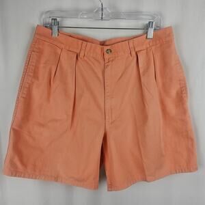 ADIRONDACK by SAVILE ROWE Vtg 90s Mens Coral Pleated Shorts coastal Preppy